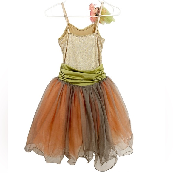 Pink, Green, Gold, Ballet/Lyrical Dance Costume, leotard with pink/grey tool. - Picture 2 of 6